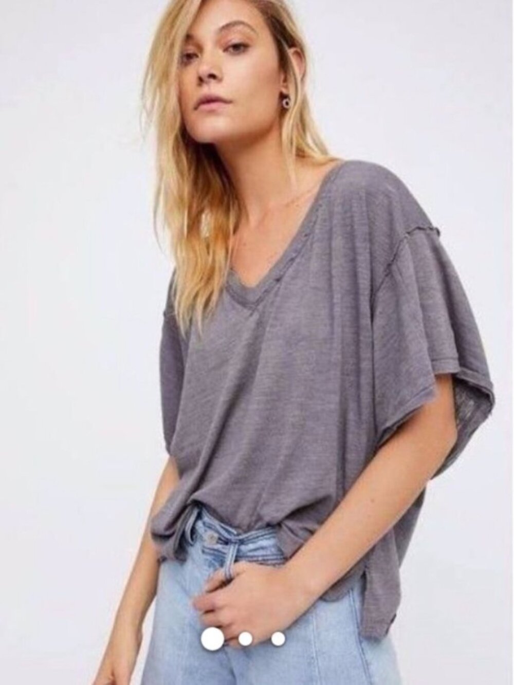 ☀️ We The Free Boyfriend Tee V-Neck Slouchy Super Oversized Grey Size Small - XL
